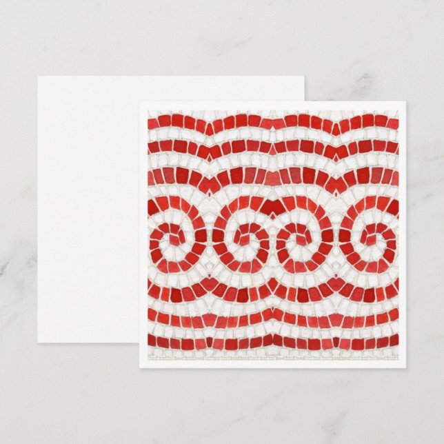 RED IONIC MOSAIC 5,25" Square Flat Card Feiertagskarte (Vorne/Hinten)