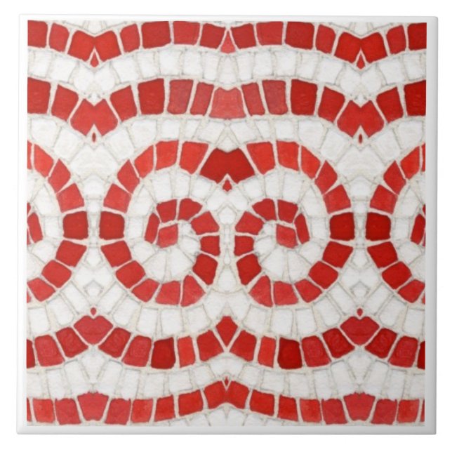 RED IONIC MOSAIC 6" Square Keramik Tile Fliese (Vorderseite)