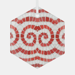 RED IONIC MOSAIC Glas Hexagon Ornament