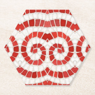RED IONIC MOSAIC Hexagon Paper Untersetzer