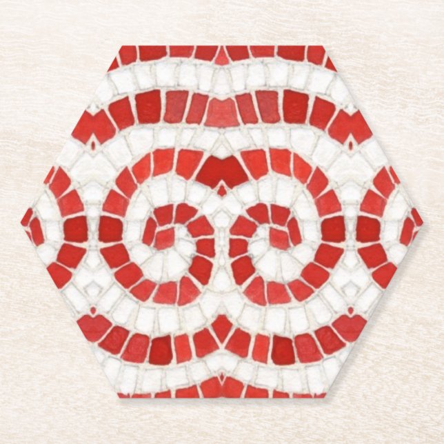 RED IONIC MOSAIC Hexagon Paper Untersetzer (Vorderseite)