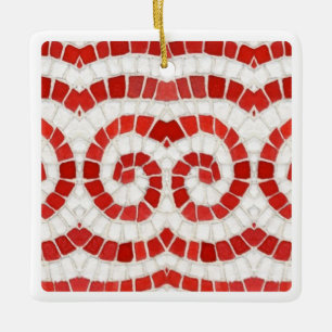 RED IONIC MOSAIC Keramik Square Ornament