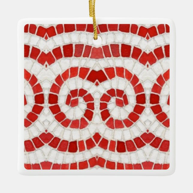 RED IONIC MOSAIC Keramik Square Ornament (Vorderseite)
