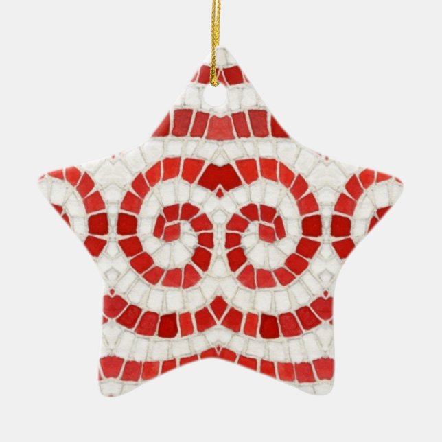 RED IONIC MOSAIC Keramik Star Ornament (Vorne)