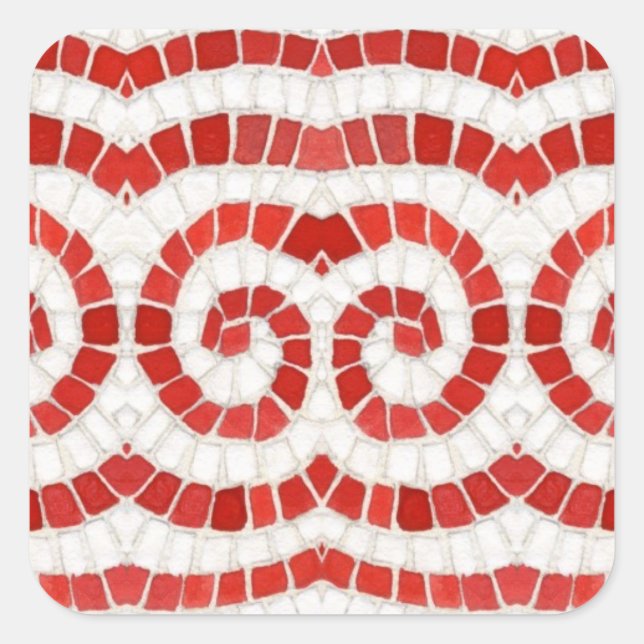 RED IONIC MOSAIC Large Square Stickers (Vorderseite)