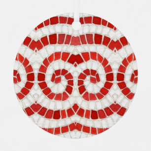 RED IONIC MOSAIC Metal Circle Ornament Aus Metall