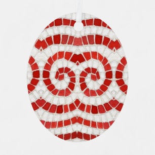 RED IONIC MOSAIC Metal Oval Ornament Aus Metall