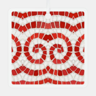 RED IONIC MOSAIC Metal Square Ornament Aus Metall