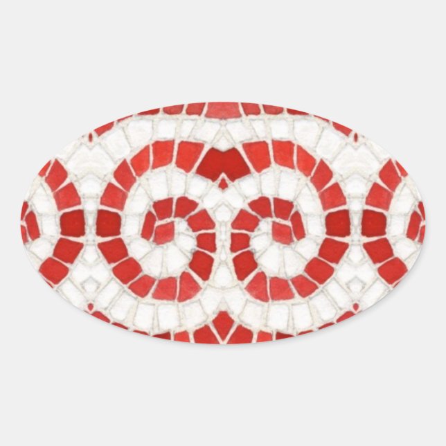 RED IONIC MOSAIC Oval Stickers (Vorderseite)