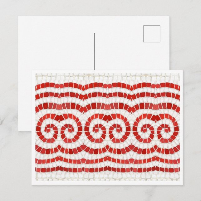 RED IONIC MOSAIC Postcard Feiertagspostkarte (Vorne/Hinten)