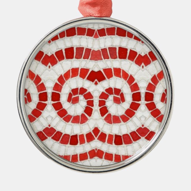 RED IONIC MOSAIC Premium Round Ornament (Vorne)