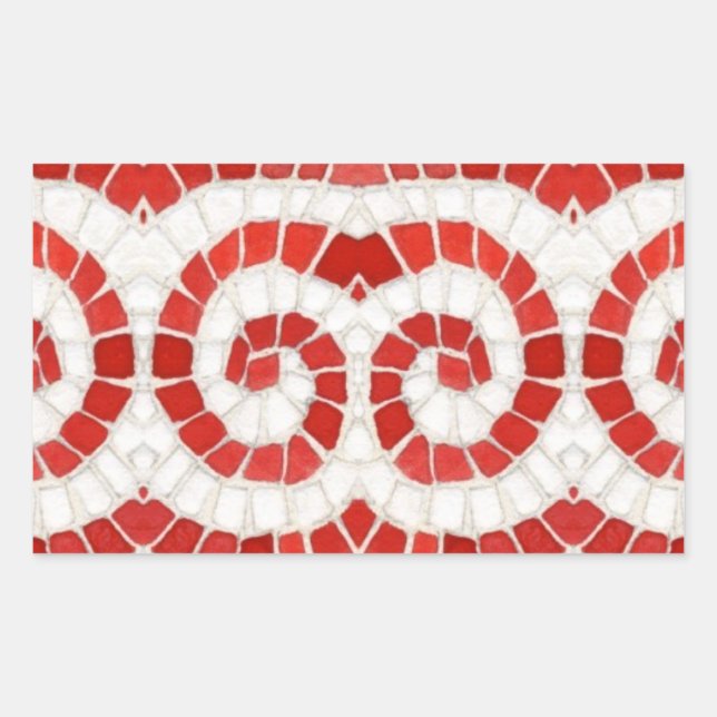 RED IONIC MOSAIC Rectangle Stickers (Vorderseite)