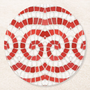 RED IONIC MOSAIC Round Paper Untersetzer