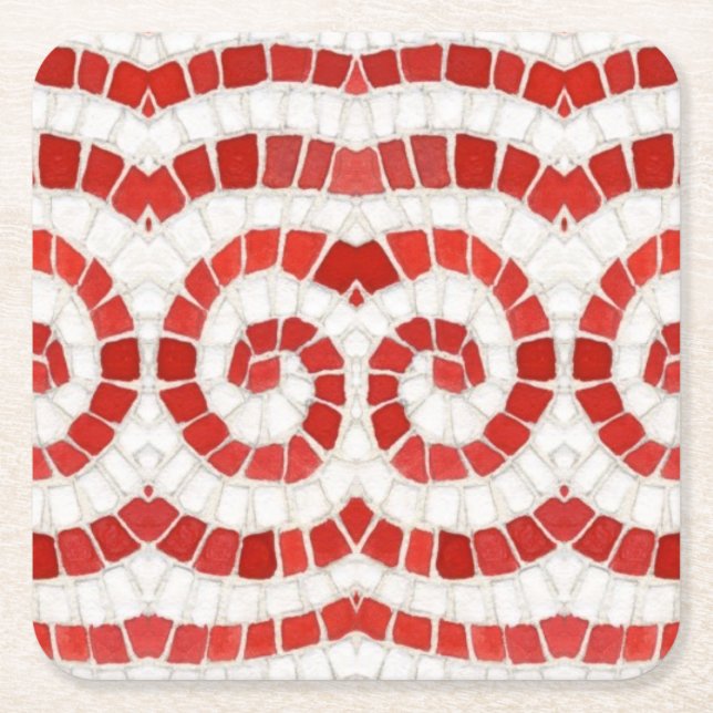 RED IONIC MOSAIC Square Paper Untersetzer (Vorderseite)