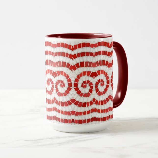 RED IONIC MOSAIC Tall Maroon Combo Tasse (VorderseiteRechts)