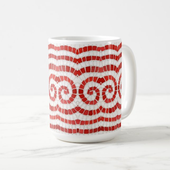 RED IONIC MOSAIC Tall White Tasse (VorderseiteRechts)