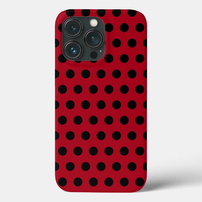 Red iPhone Case mit Black Polka Dots wählen Farbe (Rückseite)