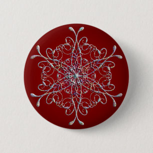 Red Iridescent Snowflake Button