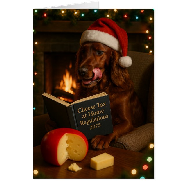 Red / Irish Setter 'Cheese Tax' Christmas card (Vorne)