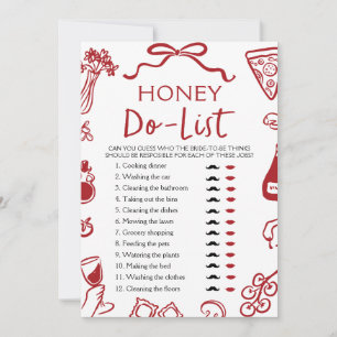 Red Italian Amore Honey Do List Brautparty Game Einladung