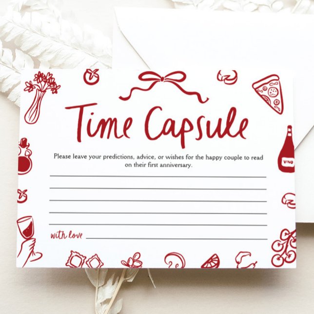Red Italian Amore Time Capsul Brautparty Game Einladung (Red Italian Amore Time Capsule Bridal Shower Game)