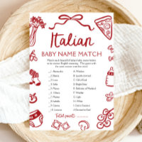 Red Italian Baby Name Match Baby Shower Game