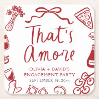 Red Italian That's Amore Pizza Engagement Party