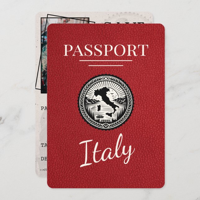 Red Italy Passport Save The Date (Vorne/Hinten)