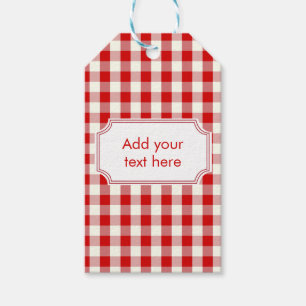 Red & Ivory Cottagecore Gingham Karo Kariert Geschenkanhänger