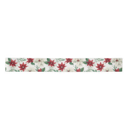 Red & Ivory Poinsettia Holiday Satinband