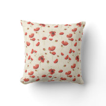 Red Ivory Poppy Throw Kissen