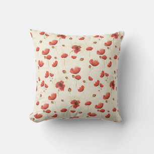 Red Ivory Poppy Throw Kissen