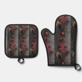 Red Ivy Oven Mitt und Pot Holder Ofenhandschuh & Topflappen-Set