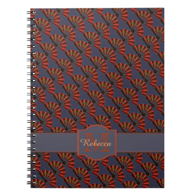 Red Japanese Antique Fans Elegant Personalised Notizblock (Vorderseite)