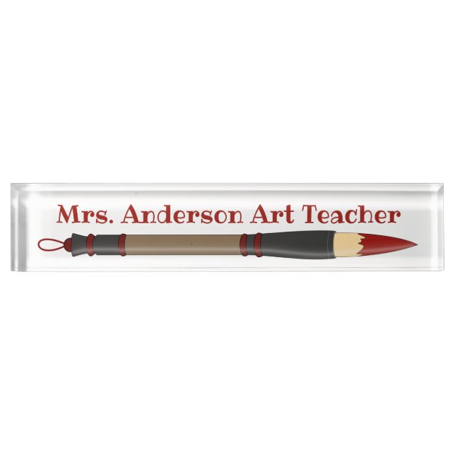 Red Japanese Brush Personalize Name Plate Namensplakette (Vorderseite)