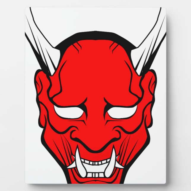 Red Japanese Hannya Mask Fotoplatte (Vorderseite)