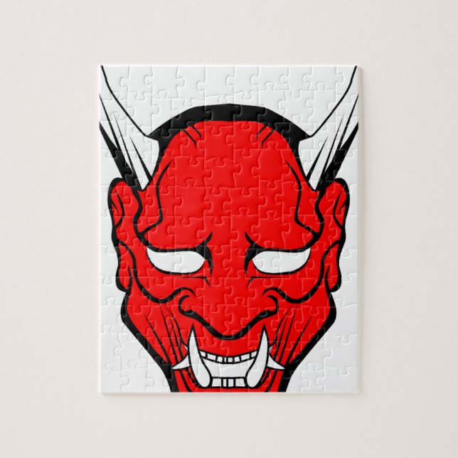 Red Japanese Hannya Mask Puzzle (Vertikal)
