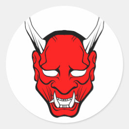 Red Japanese Hannya Mask Runder Aufkleber