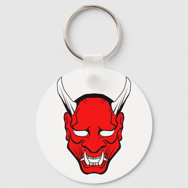 Red Japanese Hannya Mask Schlüsselanhänger (Vorderseite)