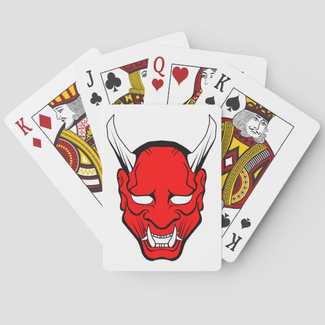 Red Japanese Hannya Mask Spielkarten (Rückseite)