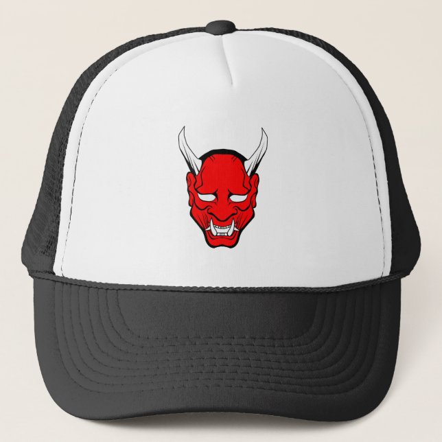 Red Japanese Hannya Mask Truckerkappe (Vorderseite)