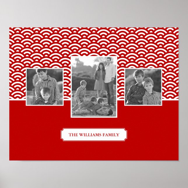 Red Japanese Pattern | Fotos und Texte aus der Fam Poster (Vorne)