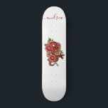 Red Japanese Snache Dragon Tattoo Style & Name Coo Skateboard<br><div class="desc">Dieses coole Skateboard mit einer rot-japanischen Drachen-Illustration wäre ein phantastisches Geschenk für jemanden,  der Skateboard ist! Fügen Sie einfach den gewünschten Namen hinzu,  indem Sie auf die Option "Personalisieren Sie diese Vorlage" klicken.</div>