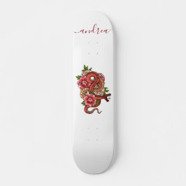 Red Japanese Snache Dragon Tattoo Style & Name Coo Skateboard