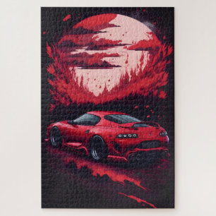 Red Japanese Supra Car Geschenk für Ihn Mancave Puzzle