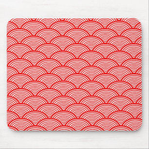 Red Japanese Wave Mousepad