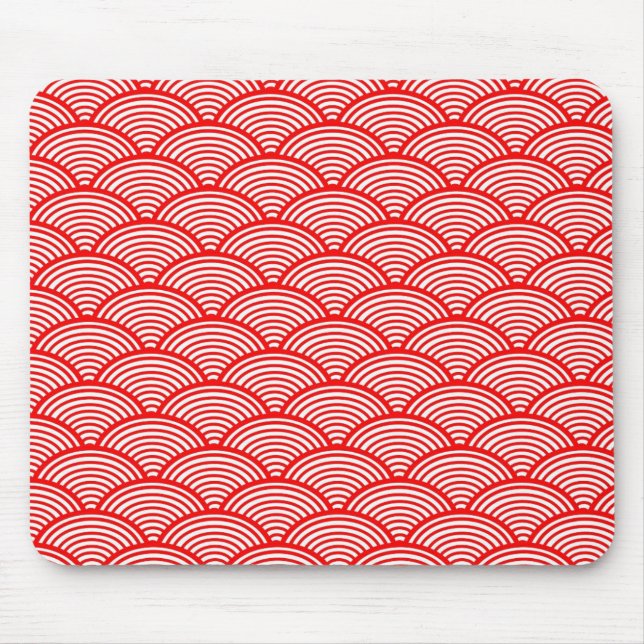 Red Japanese Wave Mousepad (Vorne)