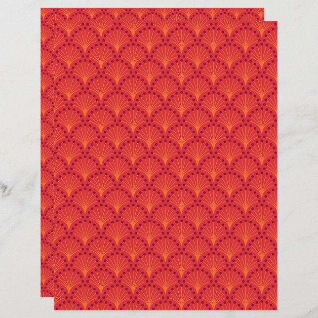 Red Japanisch Scales Muster Scrapbook Paper (Vorne/Hinten)