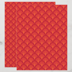 Red Japanisch Scales Muster Scrapbook Paper