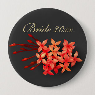 Red Jasmine Dark Tropical Wedding Button